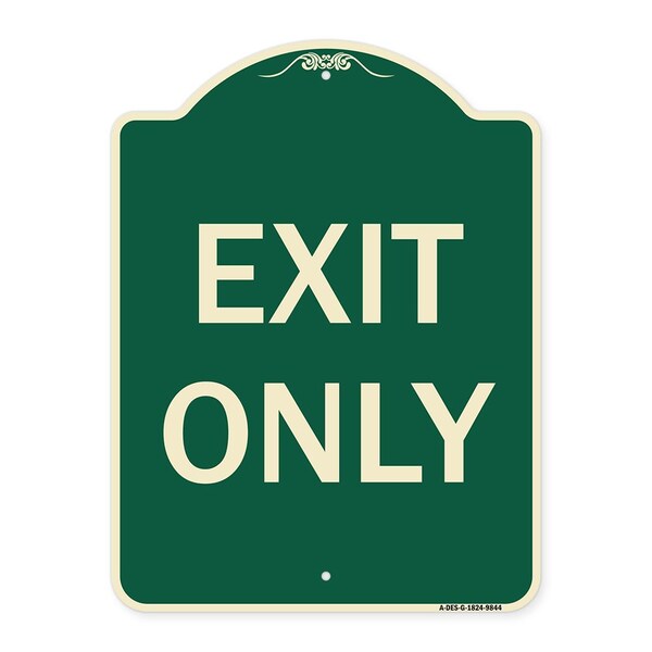 Signmission Designer Series Sign-Exit Only, Green Heavy-Gauge Aluminum, 24" H, 18" L, G-1824-9844 A-DES-G-1824-9844 - main